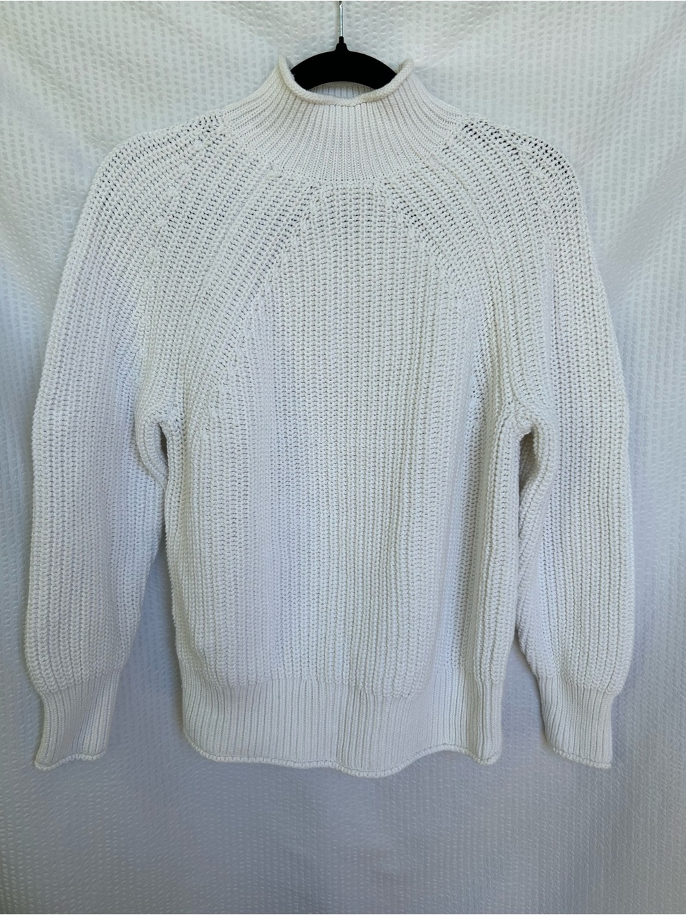 J.Crew Cotton Chunky Ribbed Mock Neck Sweater in White Size Medium Like New